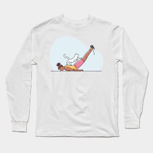 YOGA WITH CAT ILLUSTRATION Long Sleeve T-Shirt